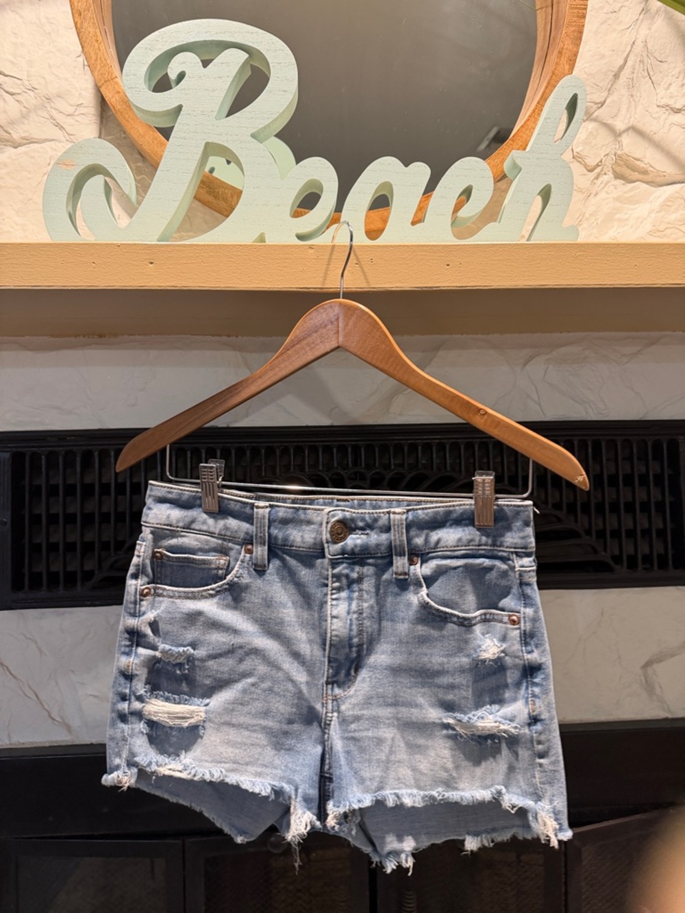 American Eagle Outfitters Light Blue Distressed Denim Cutoff Shorts
